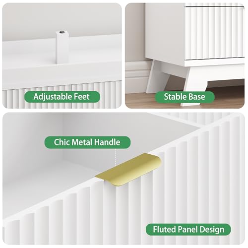 Fluted Dresser for Bedroom with 6 Drawers