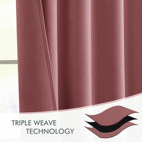 Dusty Rose Back Tab Blackout Curtains 52x63 Inches Long 2 Panels Set