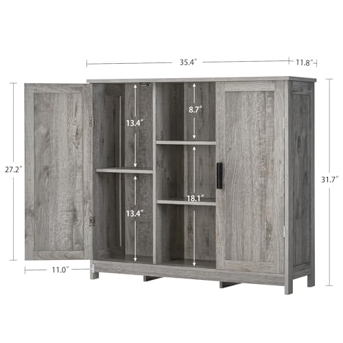 Storage Cabinet with 2 Doors and 4 Adjustable Shelves