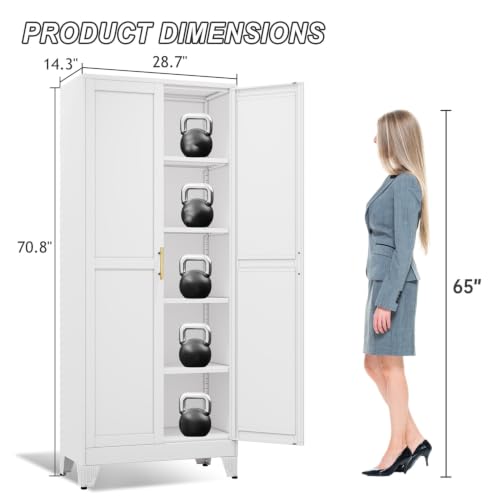Metal Pantry Cabinet with 2 Doors and Adjustable Shelves