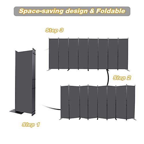 Room Divider 8 Panel Folding Privacy Screens with Wider Feet