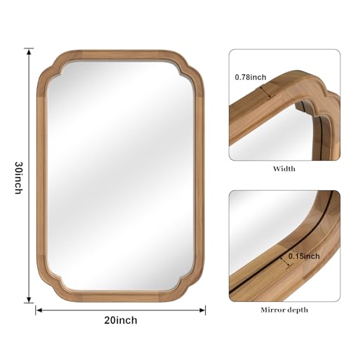 20" x 30" Rounded Corner Arch Wall Mirror with Wood Frame for Entryway