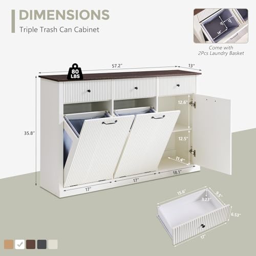 Triple Tilt Out Trash Can Cabinet