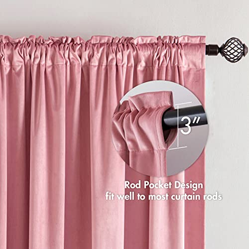 Pink Blackout Velvet Curtains Drapes 96 Inch Long 52"x96" Bedroom (2 Count)