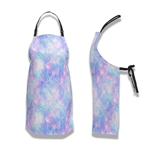 Garden Apron for Men Mermaid Galaxy Vintage Aprons for Women for Kitchen Cooking Restaurant BBQ Painting Crafting Gardening 27”