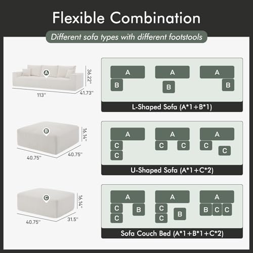 113" Modular Sectional Sofa Boneless U