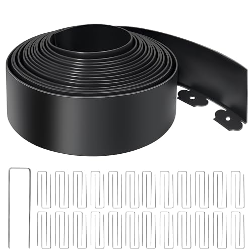 Landscape Edging 4 Inch Tall No Dig Garden Edging Border 60FT with 60 Metal Stakes (60 Count)