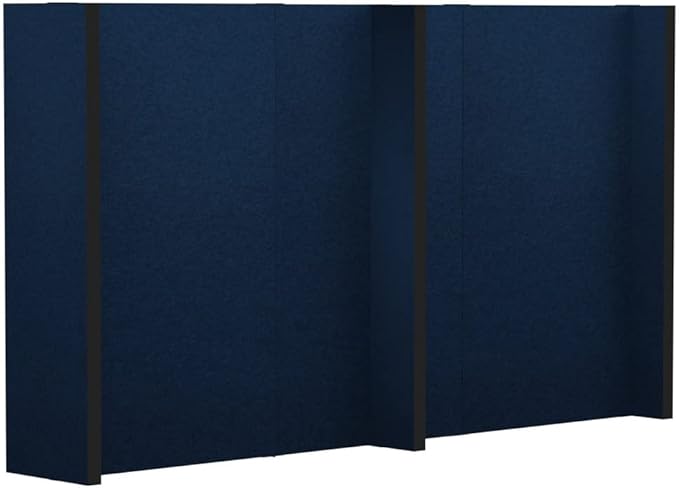 EverPanel Modular 12' x 7' Wall Kit | Dark Blue SoundSorb with Black Trim | Room Divider | Interlocking Wall Panels | Temporary Room Separator | Configurable Partition