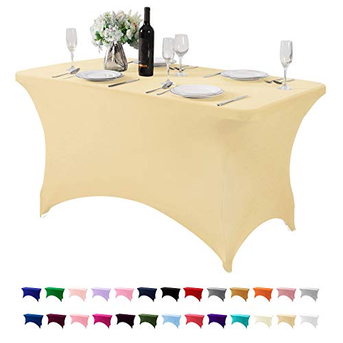 Spandex Table Cover for 4FT or 6ft or 8ft Table Universal Fitted Stretch Tablecloth for Party