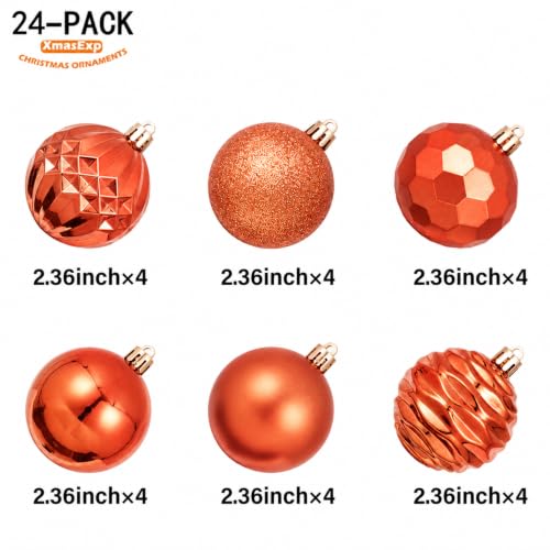 24ct Christmas Ball Ornaments Set Yellow Shatterproof Xmas Tree Hanging Decorations Perfect for Fall Thanksgiving Holiday Decor (24 Count)