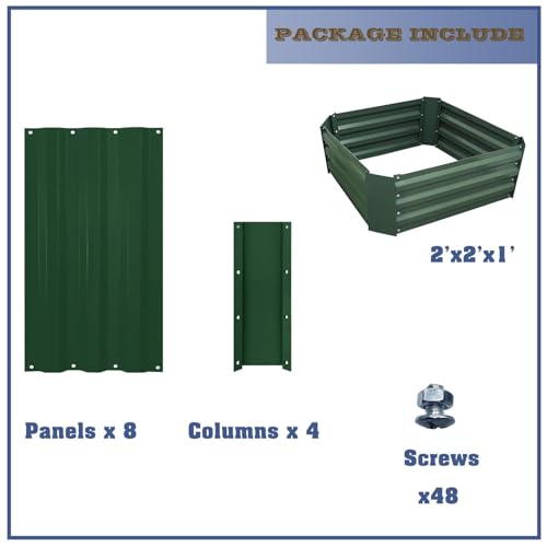 2x2x1FT Green Metal Raised Garden Bed Kit