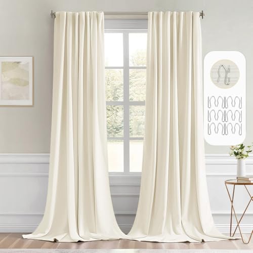 Birch Back Tab Blackout Curtains 52x96 Inch Long 2 Panels Set (2 Count)