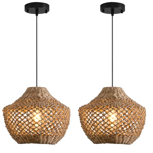 2 Pack Rattan Pendant Light (2 Count)