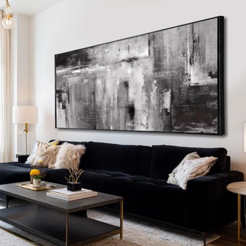 Large Framed Canvas Wall Art Black and White Abstract Art Painting for Bedroom Living Room Wall Decorations 29"x 58" Office Wall Decor