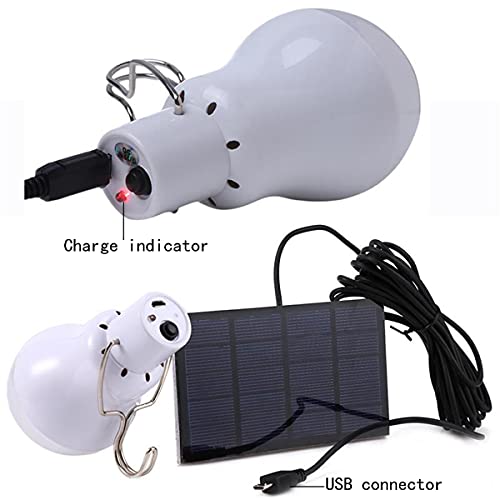 Solar Bulb Light 350LM Solar Powered Portable Camping Light Led Lantern Outdoor Lamp Hiking Fishing Tent Indoor Shed Chicken Coop Hurricane Emergency Chargeable (2 Count)