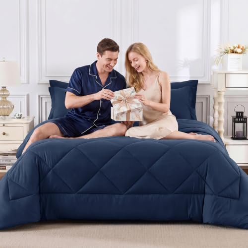 King Comforter Set 102"x90" Navy