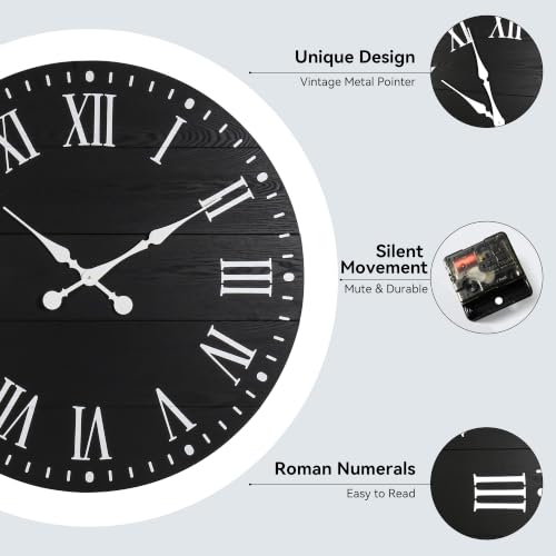 Large Wall Clock with Roman Numeral