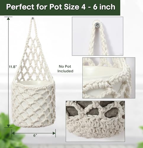 4 Pack Macrame Wall Plant Hanger for 6" & 4 in