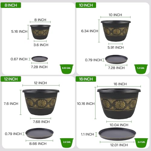 16 Inch Outdoor Planters (4 Count)