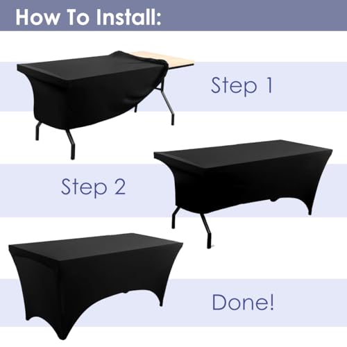 6 Pack 6ft Black Spandex Tablecloth (6 Count)