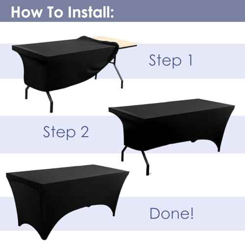 6 Pack 8ft Black Spandex Tablecloth (6 Count)
