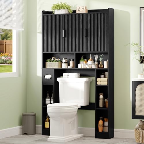 Over The Toilet Cabinet with 3 Fluted Doors &Adjustable Shelf
