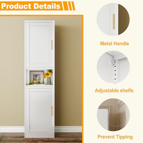 Tall Narrow Storage Cabinet 66.93" H Tall Bathroom Cabinets Metal Pantry Cabinet