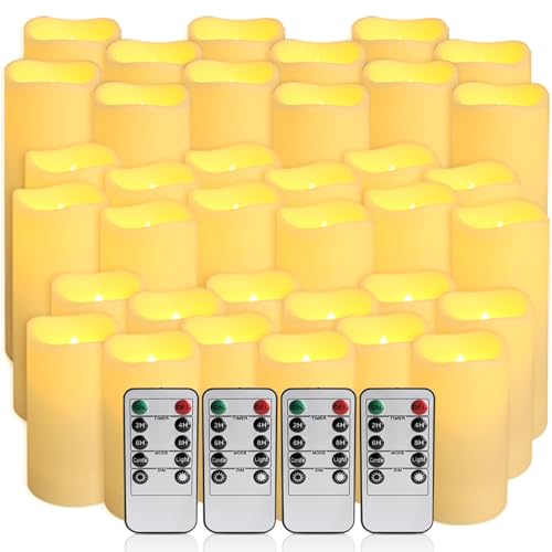 36 Pack Flickering Flameless Candles with Remote Control (36 Count)