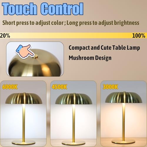 2 Pack Cordless Mushroom Table Lamp