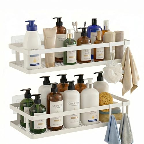 2 Pack Minimalist Shower Caddy Wall Mount (2 Count)