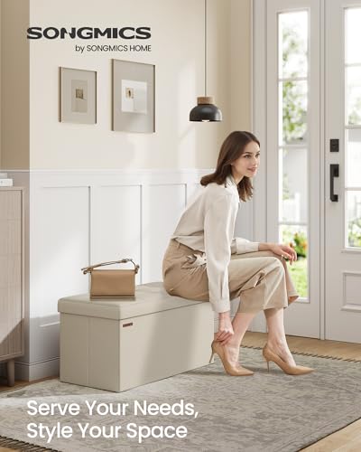 30 Inches Folding Storage Ottoman Bench