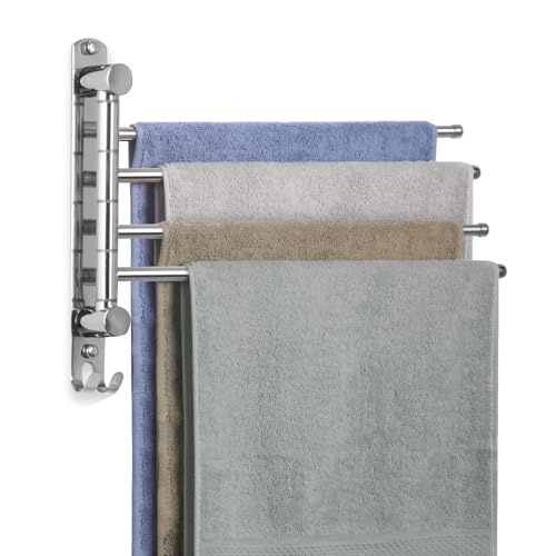 Bathroom Towel Rack JSVER Swivel 4 Arms Extended Towel Holder