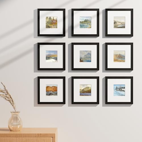 8x8 Picture Frames Set of 9 for Wall or Tabletop Display (9 Count)