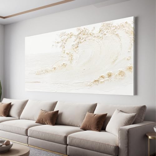 Canvas Wall Art Decor White Wall Art Silent Waves With Gold Canvas Art Wall Decor Wall Art Painting Decorations Artwork Wall Art Prints For Room Living Room Bedroom Office Decor 20x40 Inch