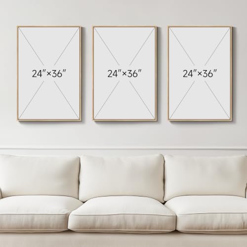 Large Framed Navy Blue Abstract Wall Art for Living Room (3 Count)