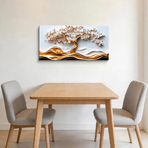 White Flower Wall Art Gold Tree Of Life Wall Art Prints 20 * 40 Inch