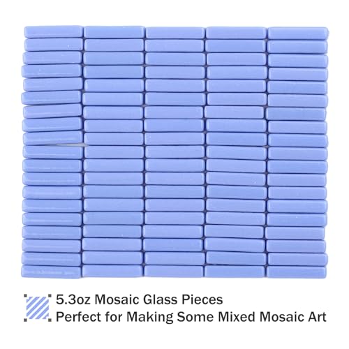 150g Blue Strips Glass Mosaic Tiles for Crafts Bulk (5.29 Ounce)