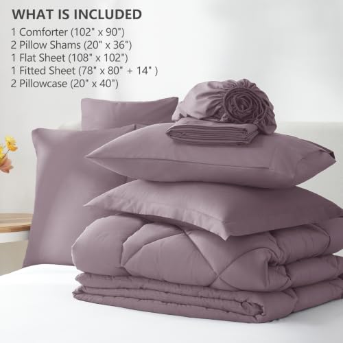 King Comforter Set 102"x90" Dusty Purple