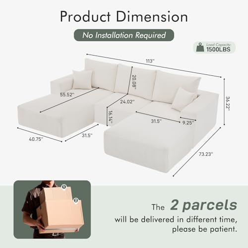 113" Modular Sectional Sofa Boneless U