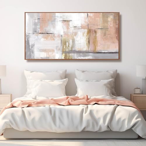Abstract Wall Art Gold Wall Decor for Girl Pink Pictures for Living Room Hand Painted Painting for Bedroom Home Office Wall Decorations 24"x 48"