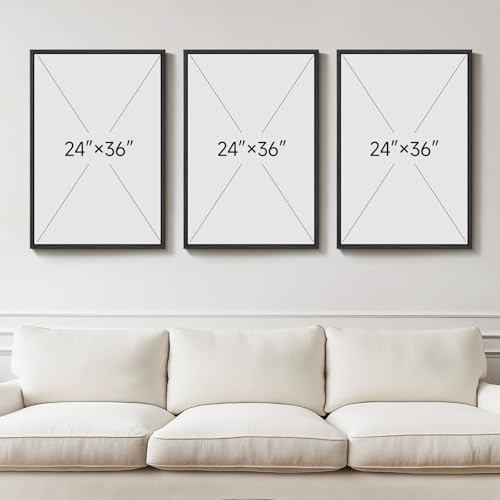 Large Framed Sage Green Abstract Wall Art for Living Room (3 Count)