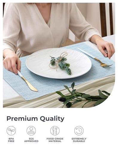 Soft Sky Blue Woven Placemats Set of 4 (3.2 Count)