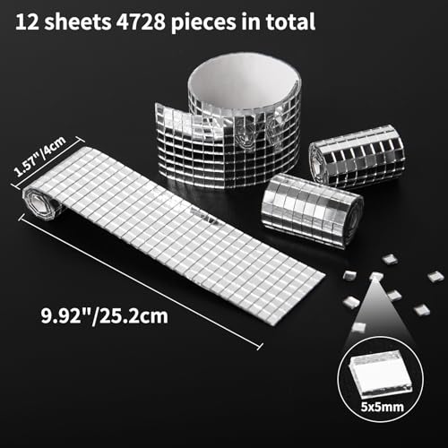 12 Pack Self Adhesive Glass Mirror Mosaic Tiles (12 Count)