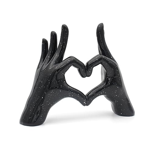 Black Heart Hands Decor Sculpture