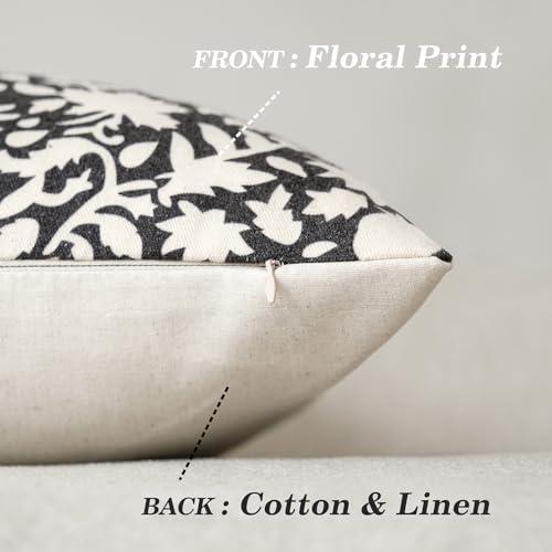 Set of 2 Decorative Neutral Floral Throw Pillow Covers Accent Farmhouse Cushion Covers Boho Vintage Pillowcase for Couch Sofa Bedroom Living Room Home Decor22×22 Inch (2 Count)