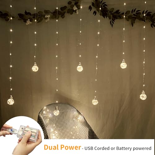 Wishing Ball Curtain Lights 200 LED Window Curtain String Lights with Remote