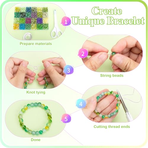 About 1200+ pcs 6mm Glass Beads Green Bi (1200 Count)