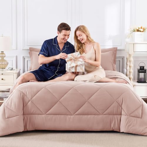 Full Comforter Set 82"x86" Dusty Pink