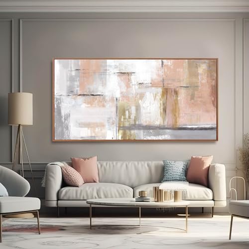 Abstract Wall Art Gold Wall Decor for Girl Pink Pictures for Living Room Hand Painted Painting for Bedroom Home Office Wall Decorations 24"x 48"
