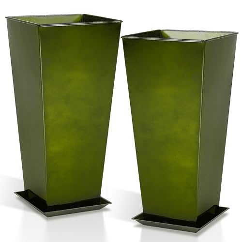 Garden 28" Large Metal Glazed Planter Set of 2 (2 Count)